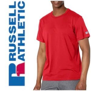 RUSSELL ATHLETIC - M Sz S - NWT Basic Crewneck Tee in True Red/Cotton/Poly Blend